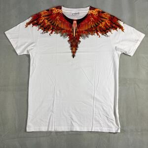 Marcelo Burlon County of Milan White Flame Wing Graphic T-Shirt Sz M Preowned